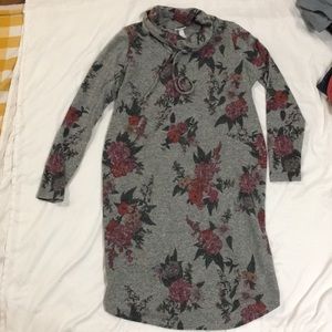 Cowl neck maternity sweater dress